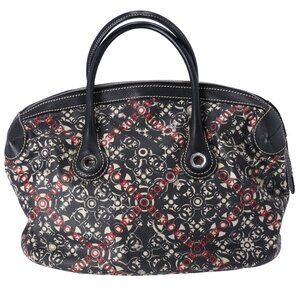 CHANEL Coco Travel Line Tote Bag Black White Red PVC Leather